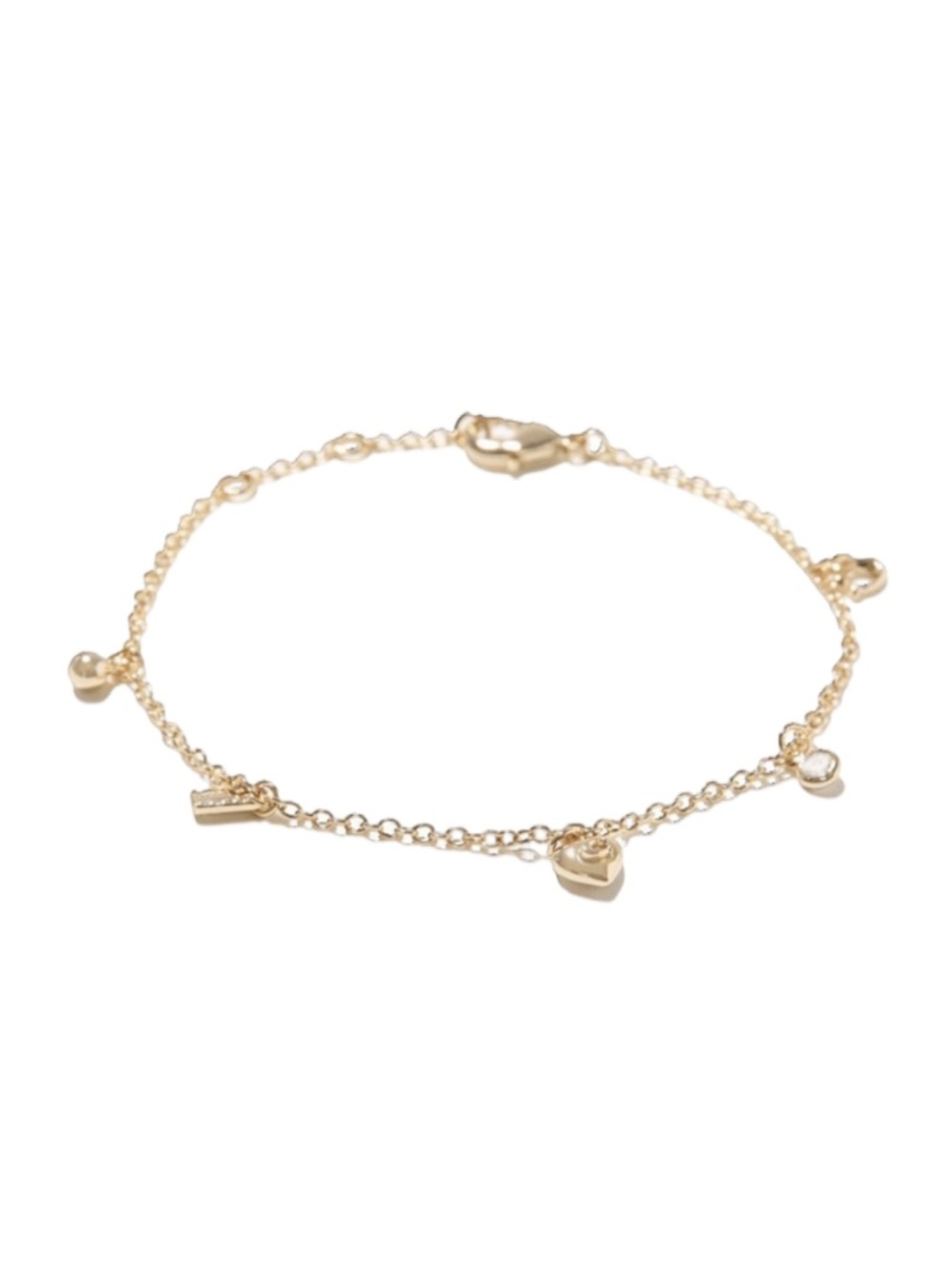 COACH 14K Gold Plated Darling Dainty Charm Bracelet CZ Heart NWT